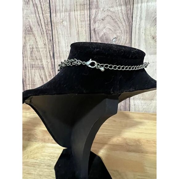 Woman’s Multilayer Teal and Silver Dangles Necklace - Picture 7 of 8